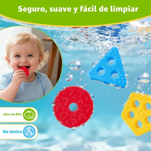 Vista 6 de hahaland Juguetes sensoriales Montessori para clasificar y apilar de silicona para niños de 1 a 3 años, bloques suaves texturizados para clasificar