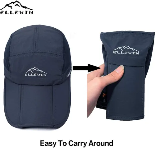 Vista 9 de ELLEWIN Gorra de béisbol unisex UPF 50 sin estructura, con pico grande y plegable