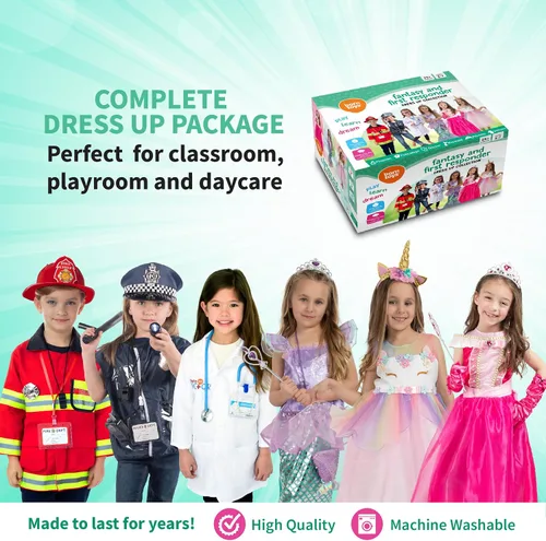 Vista 9 de Born Toys Ropa de vestir para niñas pequeñas y niños de 3 a 7 años, disfraces lavables para niños 6 en 1 y 3 en 1
