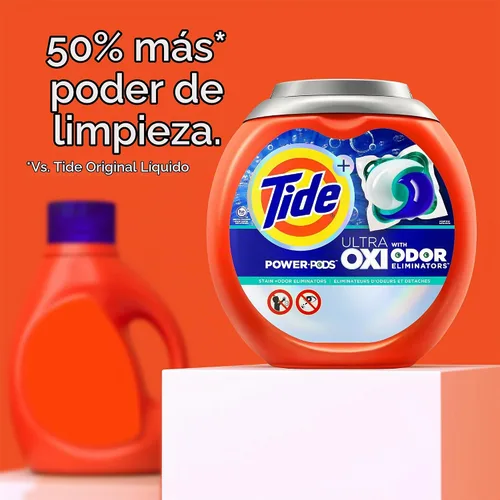 Vista 4 de Tide Ultra OXI Power PODS con eliminadores de olores, 48 unidades, para suciedad visible e invisible