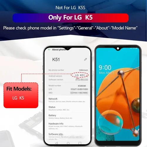 Vista 3 de Pantalla para LG K51 reemplazo táctil digitalizador para LG K51 LCD K500 K500UM K500KM K500MM LMK500MM LMK500MM LCD Panel de reemplazo con kit