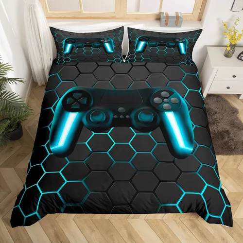 Vista 14 de Erosebridal Juego de ropa de cama para niños de construcción tamaño individual para niños, cubierta de edredón para camiones excavadoras, juego