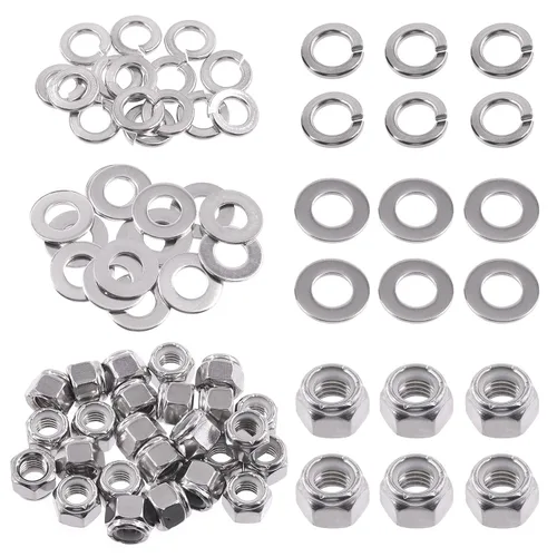 Vista 18 de Swpeet 45 piezas de tuercas de bloqueo hexagonales de acero inoxidable SAE 304 de 1/2"-13, arandelas planas de 1/2", kit surtido de arandelas