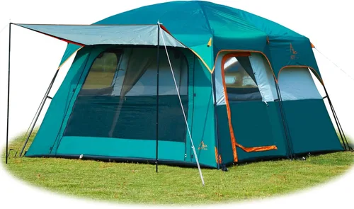 Vista 20 de KTT Extra Large Tent 10-12-14 Person(Style-B),Family Cabin Tents,2 Rooms,3 Doors and 3 Windows with Mesh,Straight Wall,Waterproof,Double Layer,Big