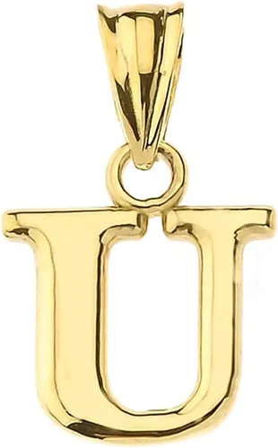 Vista 24 de Colgante de oro amarillo de 10 quilates con inicial A-Z con dije fino de 1/2 pulgada – Elección de letra inicial