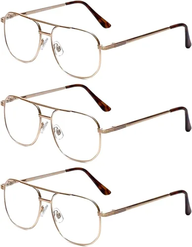 Vista 8 de Calabria 1106 - Lentes de lectura de metal con bloqueo de luz azul o lente transparente, para hombres y mujeres, diseño elegante, lectores