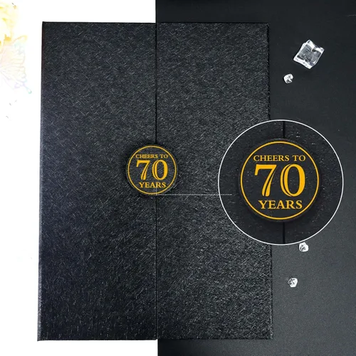 Vista 3 de Roetyce Decoraciones de cumpleaños de 70 años, libro de invitados de feliz cumpleaños 70 de oro negro, regalos de cumpleaños 70 para mujeres