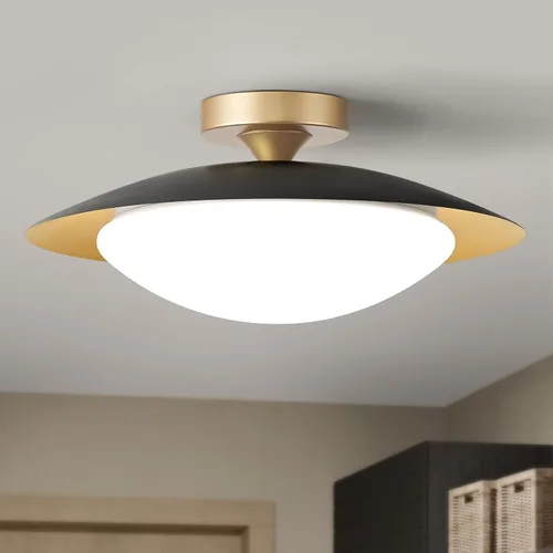 Vista 9 de YURNYQ Lámpara de techo LED moderna regulable en negro y dorado de 11.81