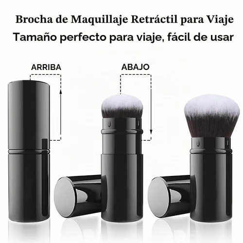 Vista 2 de Brochas de maquillaje retráctiles, paquete de 2 brochas de maquillaje de Negro