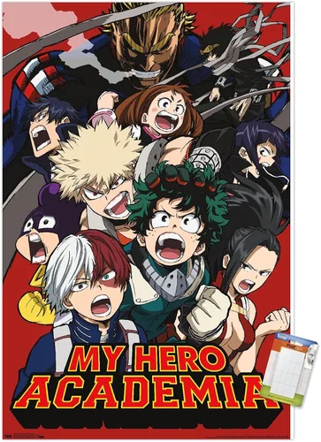 Vista 10 de My Hero Academia - Póster de pared Key Art 2, 22.4 pulgadas de largo x 14.7 pulgadas, versión enmarcada en madera de granero
