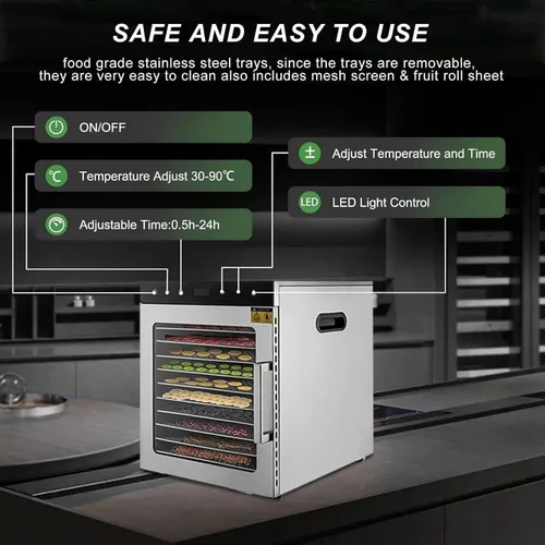 Vista 4 de Deshidratador de alimentos, máquina de liofilización, acero inoxidable (10 capas)