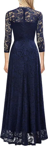 Vista 2 de MISSMAY Vestido largo formal de encaje floral con mangas 23 para dama de honor