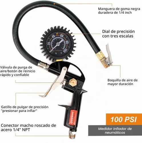 Vista 2 de Kit de accesorios para compresor de aire de 22 piezas con manguera
