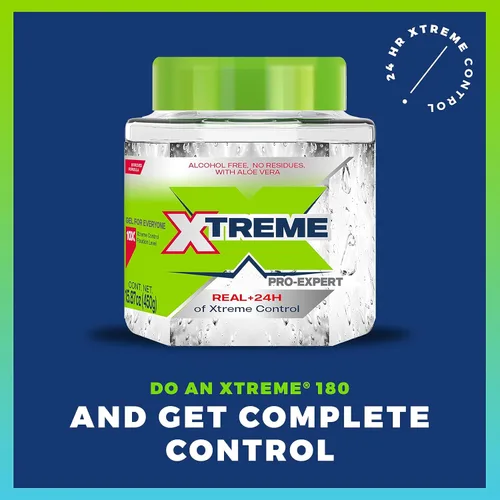 Vista 3 de Gel de peinado profesional Xtreme, transparente con aloe vera, sin alcohol, agarre máximo, 15.87 onzas, paquete de 2 Sin alcohol, control Xtreme