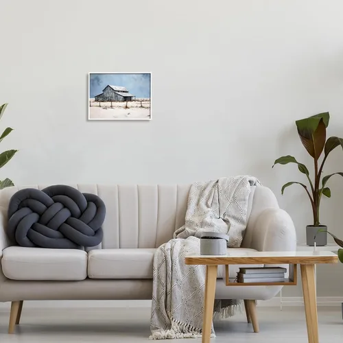 Vista 3 de Stupell Industries Arte giclée enmarcado de paisaje de granero de invierno por Ray Powers Enmarcado en blanco