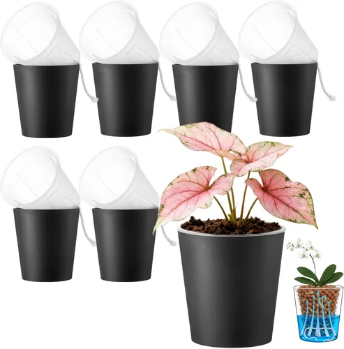 Vista 10 de Olla de riego automático de 6 pulgadas con maceta transparente en Blanco