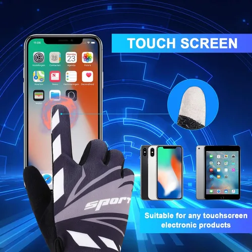 Vista 2 de Accmor Guantes para Pantalla Táctil para Ciclismo - Tamaño Grande para Niños, Deporte para Hombres, Mujeres, Adolescentes, Pesca, Respirables
