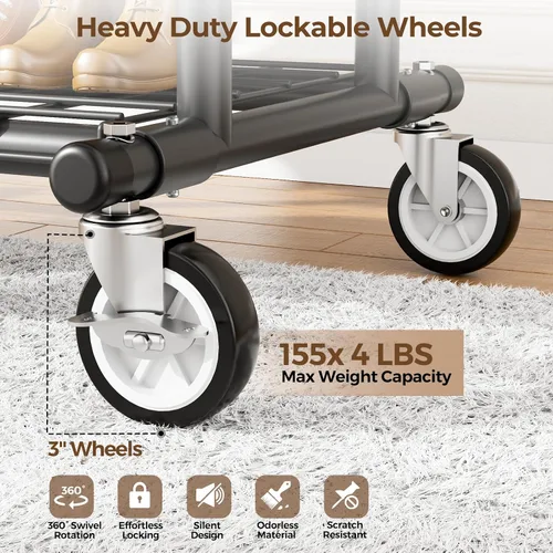 Vista 4 de HYSEYY Perchero de ropa resistente, perchero con estantes de carga de 620 libras, perchero de doble barra para colgar ropa, perchero portátil