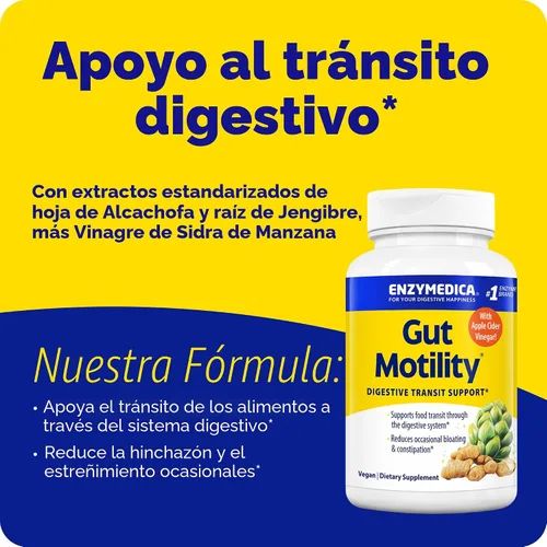 Vista 2 de Enzymedica, Motilidad intestinal, soporte de transporte digestivo, 30 unidades Apoya el movimiento digestivo con jengibre y extractos botánicos