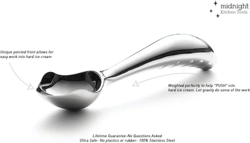 Vista 7 de Midnight Scoop - Cuchara de helado ergonómica de acero inoxidable Resistente, fácil de usar y apta para lavavajillas Grado profesional, diseño