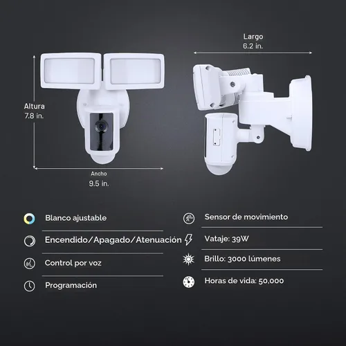 Vista 3 de Feit Electric SEC3000/CAM/WIFI Cámara de seguridad LED inteligente para exteriores con sensor de movimiento, audio bidireccional, reflector de 39