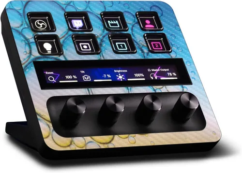 Vista 19 de MightySkins - Piel de fibra de carbono compatible con Elgato Stream Deck + - Morado sólido Acabado de fibra de carbono texturizado protector