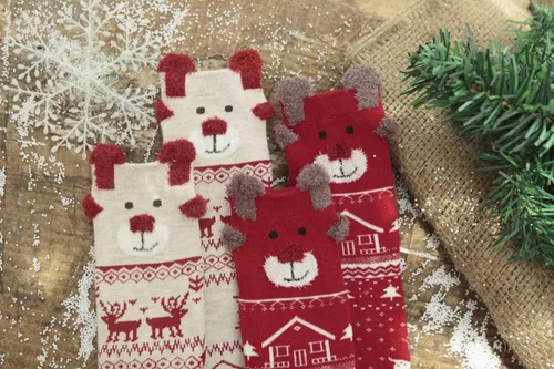 Vista 5 de Edmundry 3 pares de calcetines de Navidad para niños y niñas suaves Navidad vacaciones acogedores y peludos