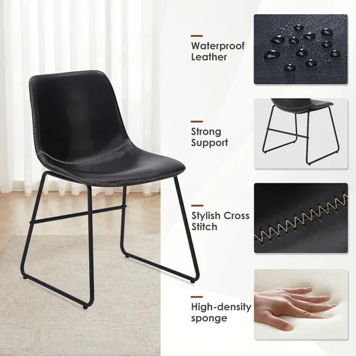 Vista 3 de Soohow Juego de 4 sillas de comedor modernas de mediados de siglo, sillas de cocina tapizadas de piel sintética con patas de metal, cómodas sillas