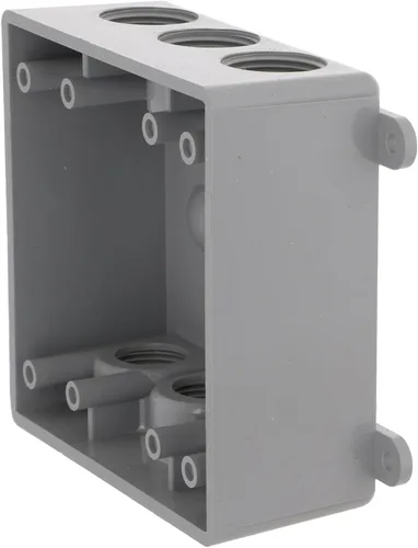 Vista 3 de BELL PDB77550GY Caja resistente a la intemperie de dos grupos con siete salidas roscadas de 1/2 pulgada o 3/4 de pulgada, 2 pulgadas, gris