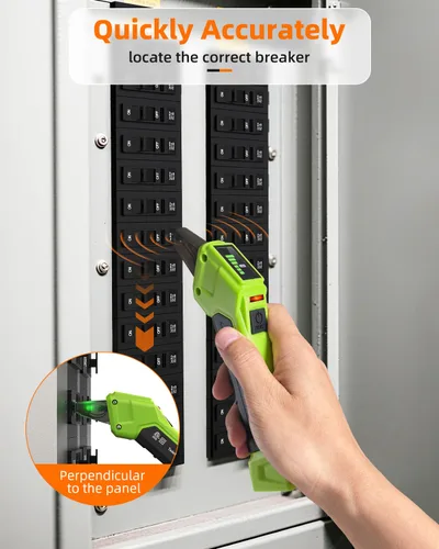 Vista 3 de Tadeto Herramienta de búsqueda de disyuntores con probador de salida, rápidamente GFCI, voltaje, probador eléctrico con pantalla LCD doble, enchufe
