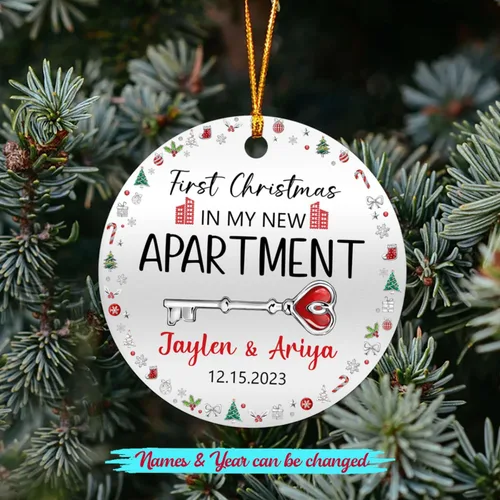 Vista 2 de Adorno personalizado para árbol de Navidad con nombre y año, regalo para mi nuevo apartamento, adorno personalizado para primera Navidad en un nuevo