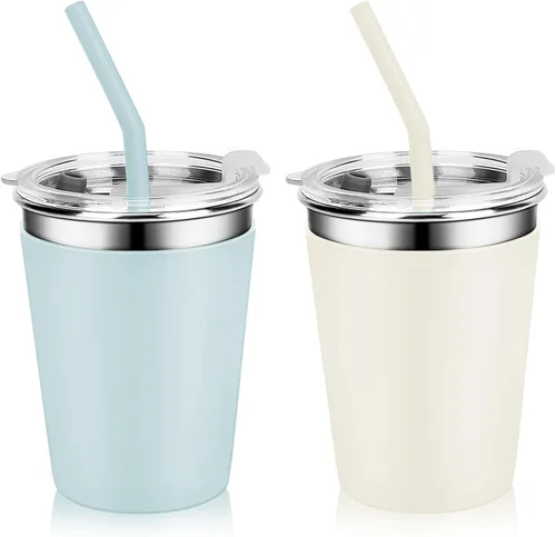 Vista 12 de Yummy Sam Vasos de acero inoxidable de 12 onzas para niños, vasos para bebidas frías y calientes, vasos irrompibles para niños y adultos, escuela