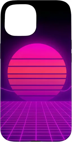 Vista 6 de Funda con diseño estético para iPhone 16 Retrowave Synthwave de los años 80 y 90