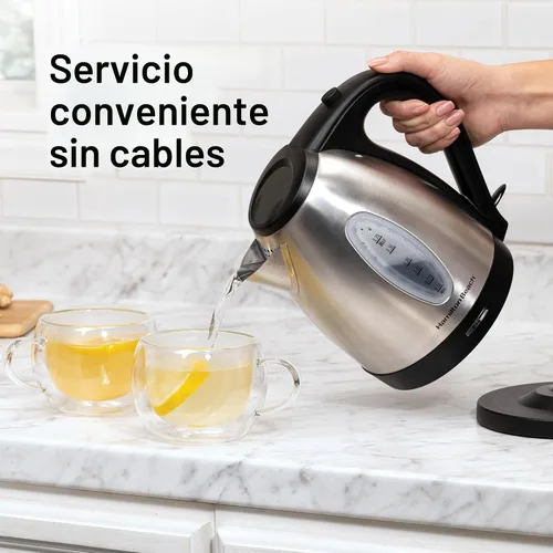 Vista 7 de Hervidor eléctrico de acero inoxidable 40885 de Hamilton Beach, 0.45 galones, rojo., Plateado Fast Boiling 1500 Watts BPA Free Cordless