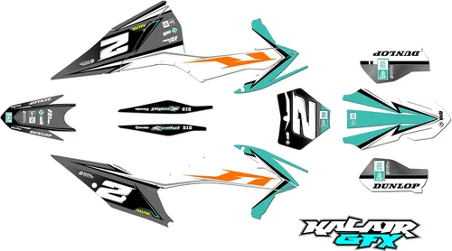 Vista 7 de Kit de gráficos para KTM Enduro 4-Stroke 250 XC-F, 350 XC-F y 450 XC-F años 2019, 2020, 2021 y 2022 Razor Series Azul-verde 16 Mil - Adhesivo