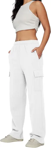 Vista 3 de AUTOMET Womens Cargo Sweatpants Casual Baggy Fleece High Waisted Joggers Pants