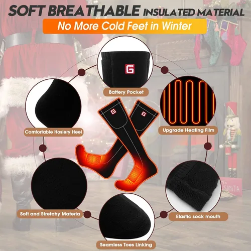 Vista 7 de Calcetines térmicos eléctricos Rechargebale Calcetines calefactores alimentados por batería para hombres y mujeres, kit de calcetines gruesos