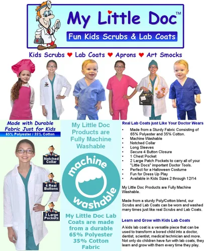 Vista 3 de Abrigo de laboratorio personalizado para niños, incluye nombre bordado