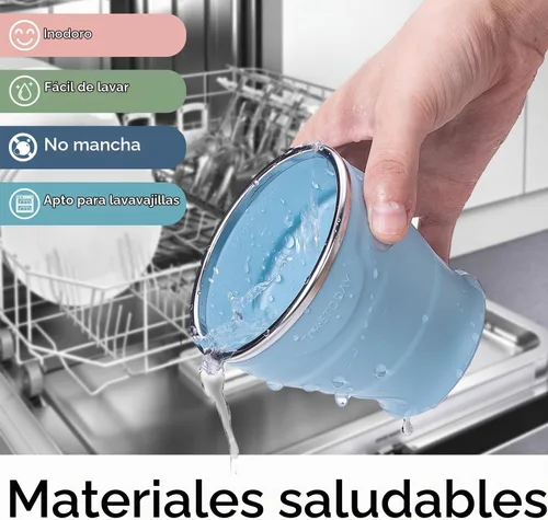 Vista 5 de TakeToday Vaso plegable de 8 oz, paquete de 2 para viajes, azul y melocotón