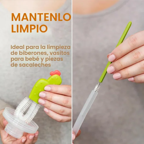 Vista 5 de Boon Juego de Cepillos de Limpieza de Botellas Cacti - Incluye Cepillo para Biberones, Cepillo para Tetinas, Cepillo de Detalle y Cepillo
