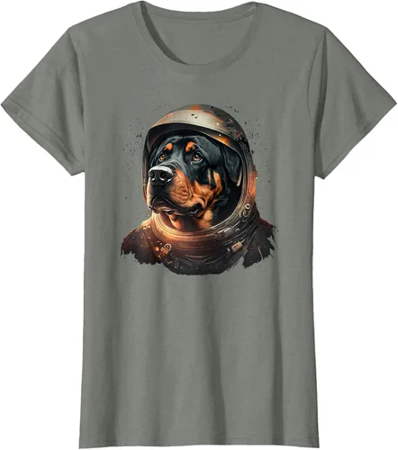 Vista 12 de Divertida camiseta Rottweiler con diseño de astronauta rottweiler en galaxia espacial, Negro
