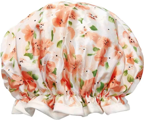 Vista 7 de allydrew Gorros de ducha impermeables reutilizables para cabello largo, cerezas