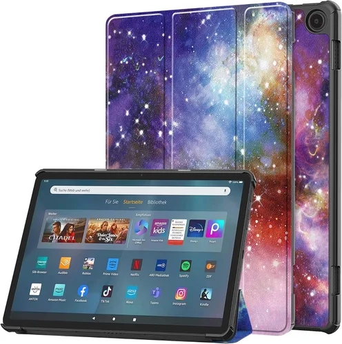 Vista 19 de Funda tipo folio con tapa para tablet Fire Max 11, ajuste delgado, de piel sintética de alta calidad, parte trasera dura, con función de apagado