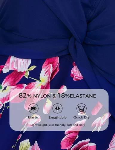 Vista 30 de Wantdo - Vestido de baño adelgazante, traje de baño de una pieza estilo pavo real, vintage, para mujer
