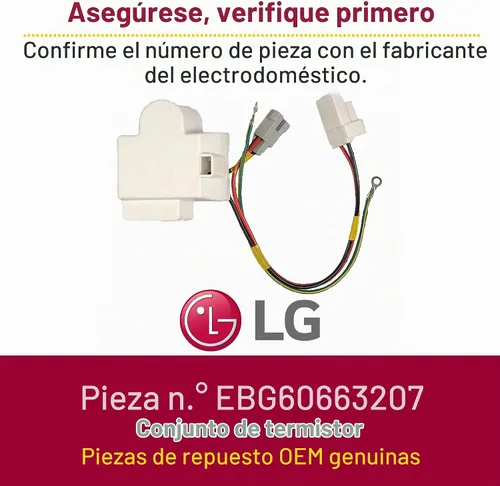 Vista 2 de LG EBG60663207 Conjunto de termistor PTC OEM genuino para refrigeradores LG
