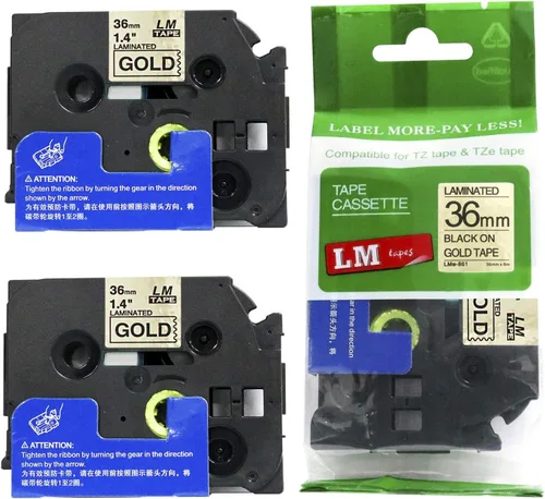 Vista 21 de 2/Pack LMe561 Premium 1.5" Black Print on Blue Label Tape, Compatible with Brother TZe-561 P-Touch Tape 36mm Laminated Replacement Label Tape.