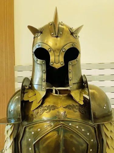Vista 4 de 15th Century Battle LARP Warrior Kingsguard Traje de armadura de medio cuerpo, medio traje de caballero, maravilloso regalo para amantes de la Edad