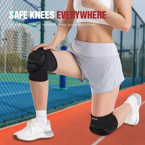 Vista 6 de Rodilleras protectoras para hombres, mujeres y niños – 1 par de almohadillas acolchadas de espuma gruesa para voleibol, danza, jardinería, lucha