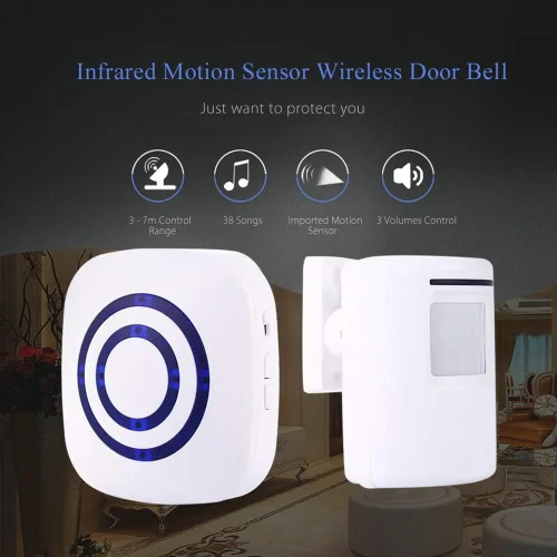 Vista 8 de Timbre de puerta con sensor de movimiento para negocios, kit de timbre para exteriores, alerta de entrada inalámbrica: Timbre de sensor