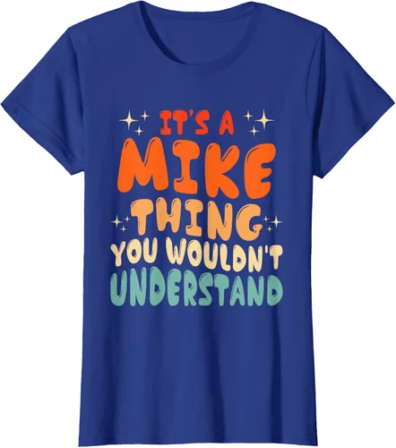 Vista 50 de Camiseta retro de los años 80 con texto en inglés "It's A Mike Thing You Wouldn't Understand", Negro